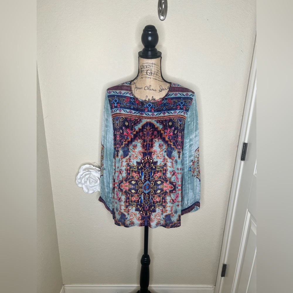 NTM: Anthropologie Vineet Bahl Prudence Blouse with Embroidery & Multicolor Sz M